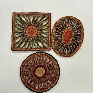 Raffia Trivets Set of 3 Kitchen Pot Holders /Wall Decor Retro MCM VTG